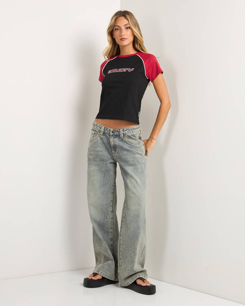 Rusty Archived Raglan Baby Tee for Womens