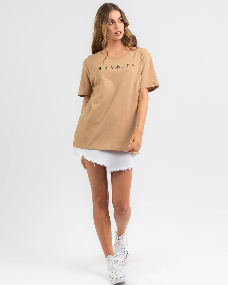 Hurley Flower Embroidered T-Shirt for Womens