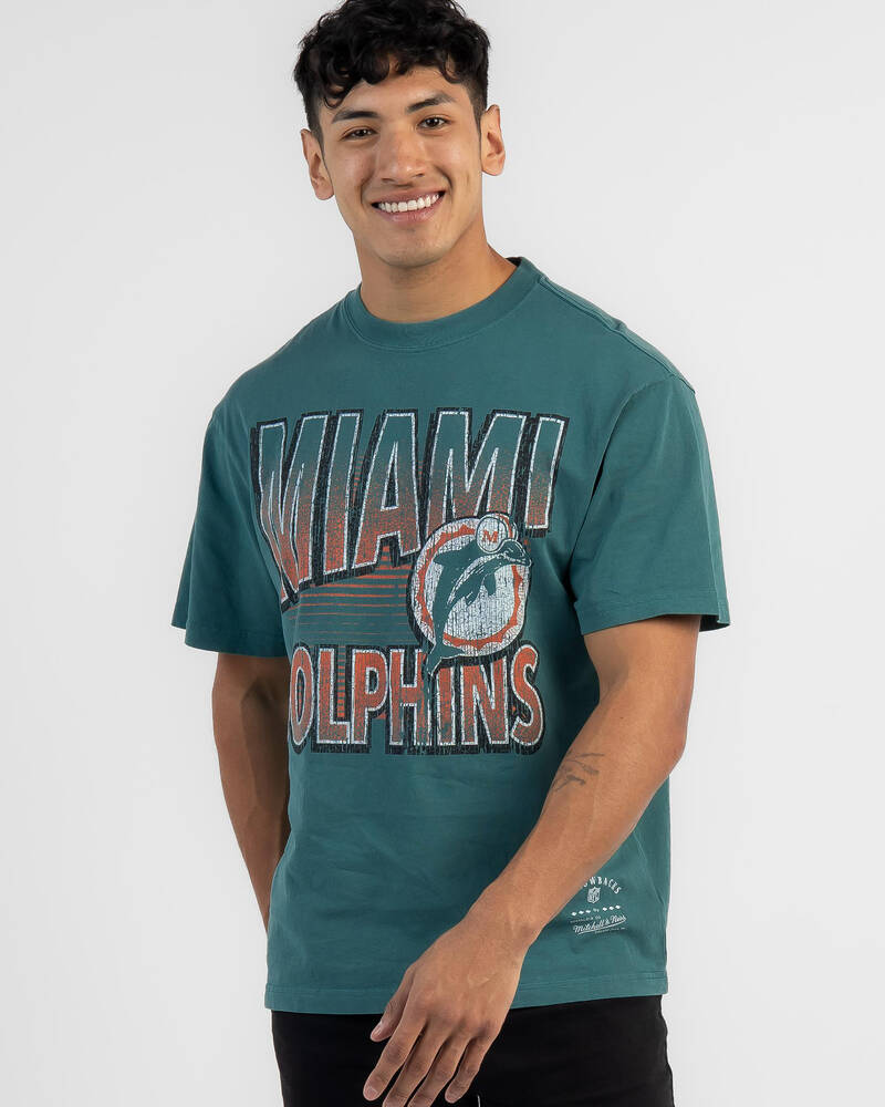 Mitchell & Ness Miami Dolphins Incline Stack T-Shirt for Mens
