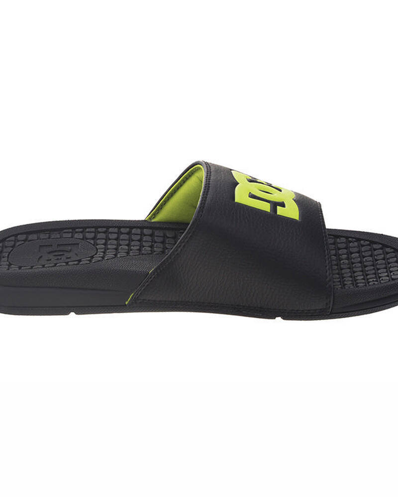Shop DC Shoes Mens Bolsa Slides In Black/lime Fast Shipping