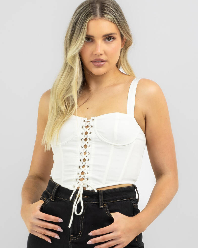 Ava And Ever Dolly Lace Up Top for Womens