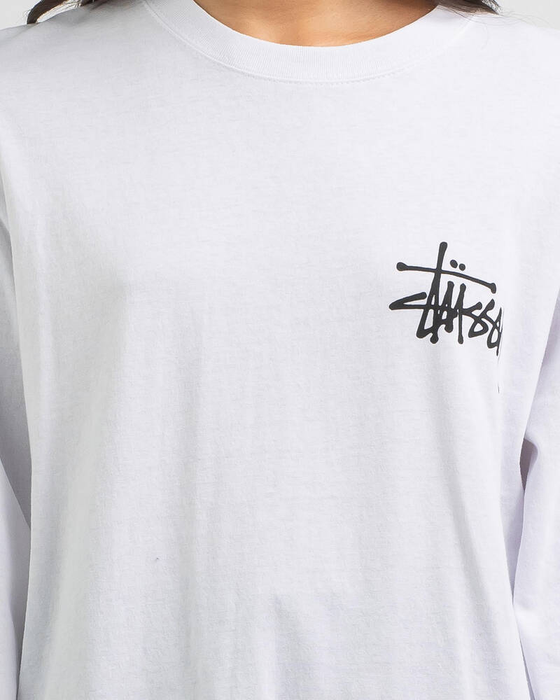 Stussy Graffiti Long Sleeve Boyfriend T-Shirt for Womens