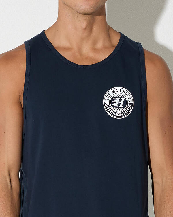The Mad Hueys Checker Hueys Singlet Tank for Mens