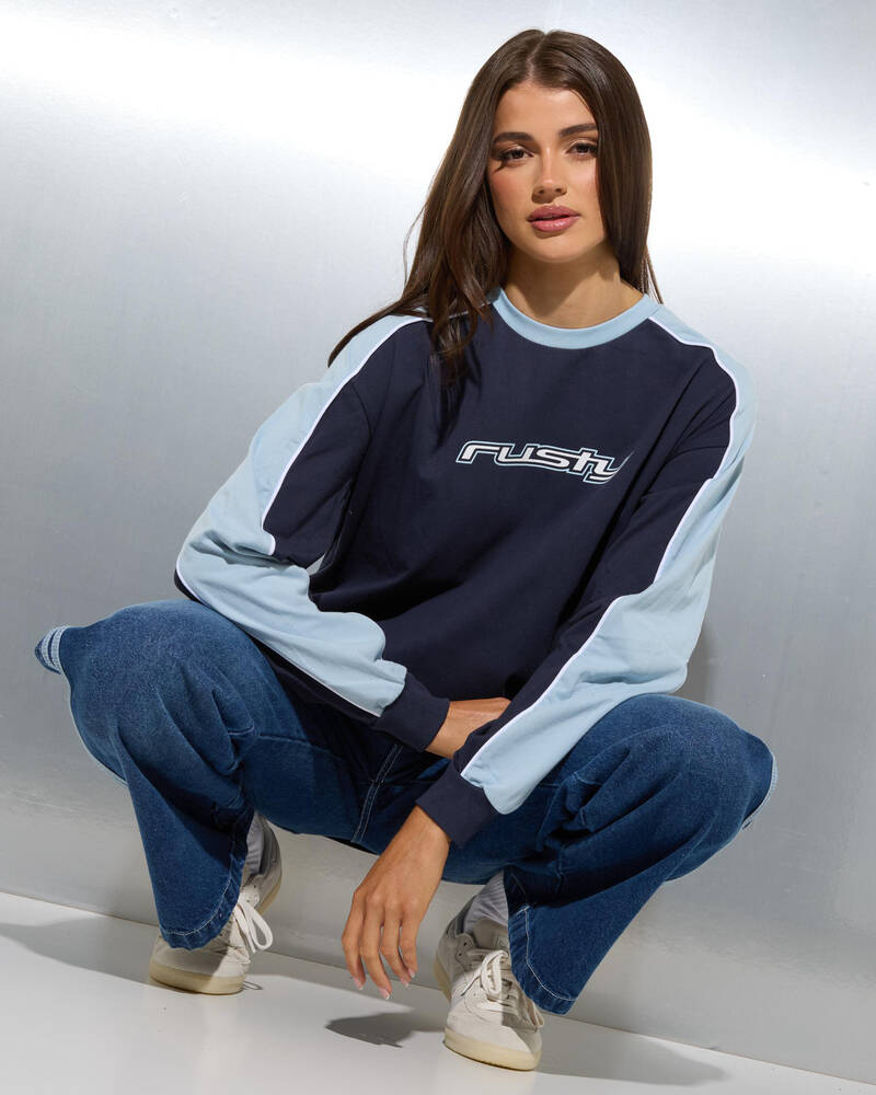 Rusty Fine Line Contrast Long Sleeve T-Shirt for Womens