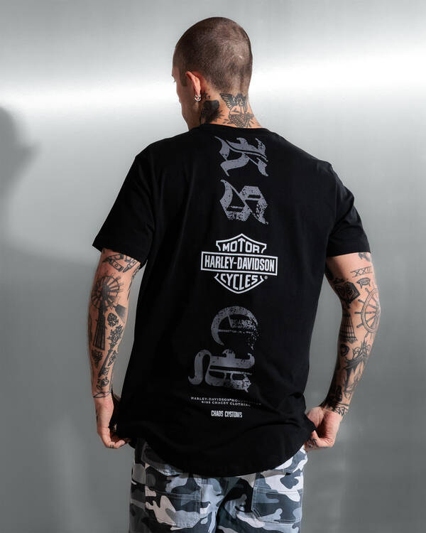 Kiss Chacey Harley-Davidson Carve Duel Curved T-Shirt for Mens