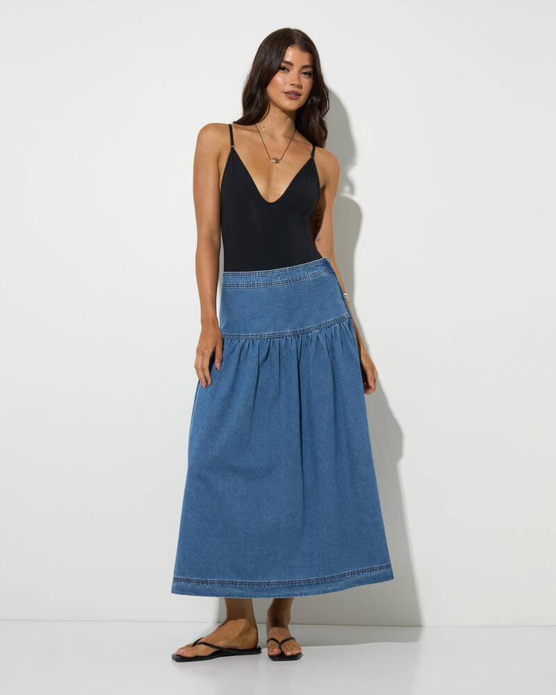 Mooloola Roxanne Maxi Denim Skirt for Womens
