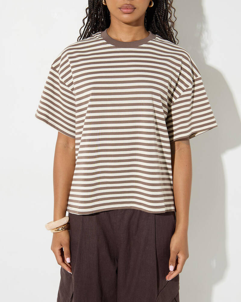 Mooloola Jordie Striped Short Sleeve T-Shirt for Womens