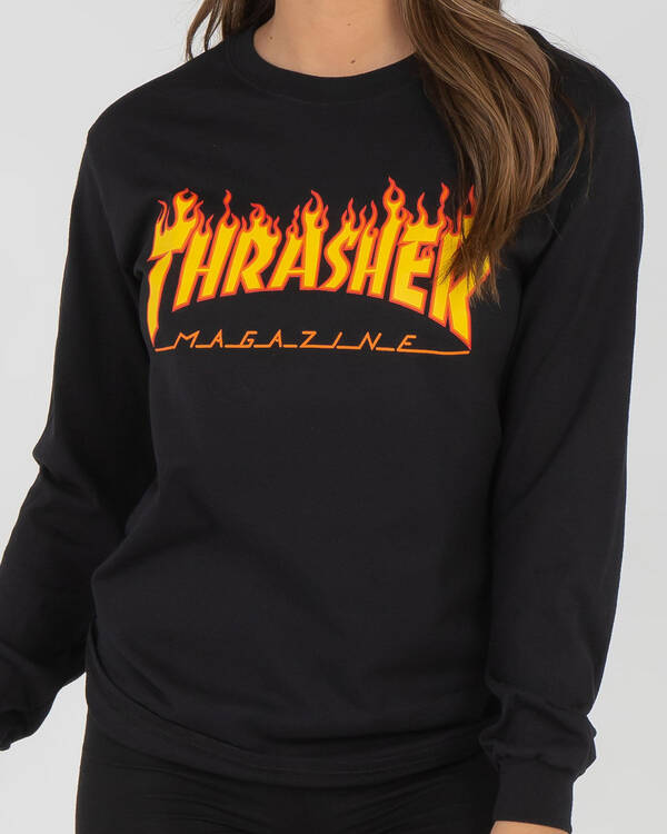 Thrasher Flame Long Sleeve T-Shirt for Womens