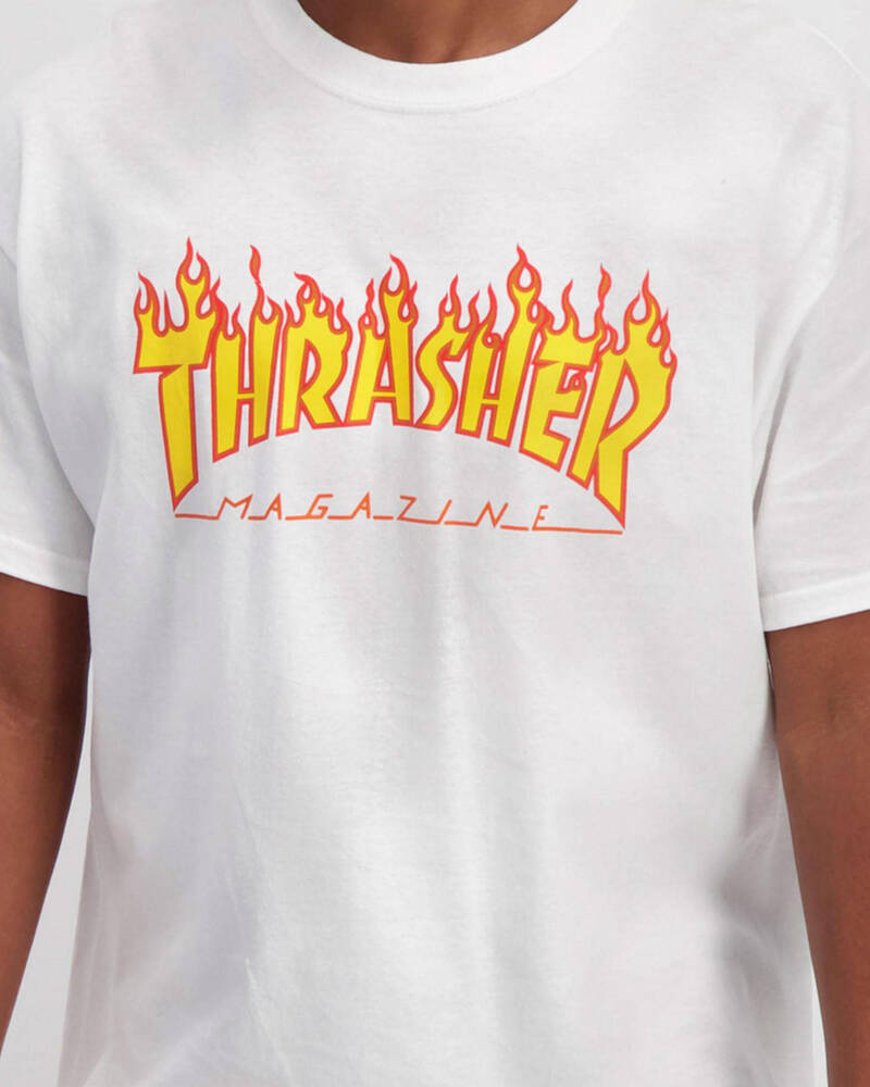 Thrasher Flame Logo T-Shirt In White - Fast Shipping & Easy Returns ...