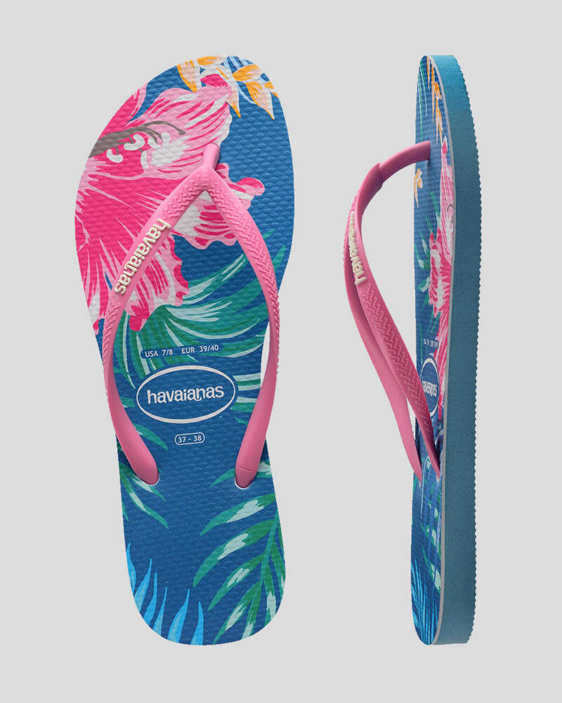 Havaianas Slim Print Floral Palm Thongs for Womens