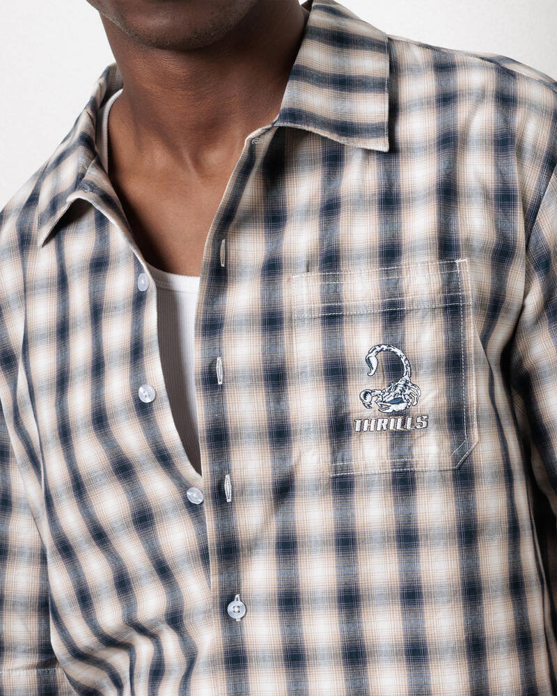 Thrills Paradise Falling Short Sleeve Cropped Check Shirt for Mens