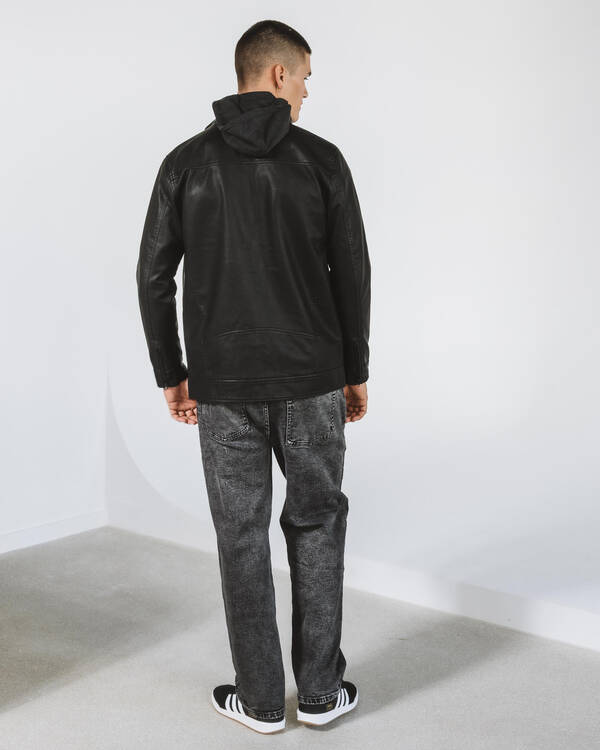 Dexter Scatter Hooded Faux Leather Jacket for Mens