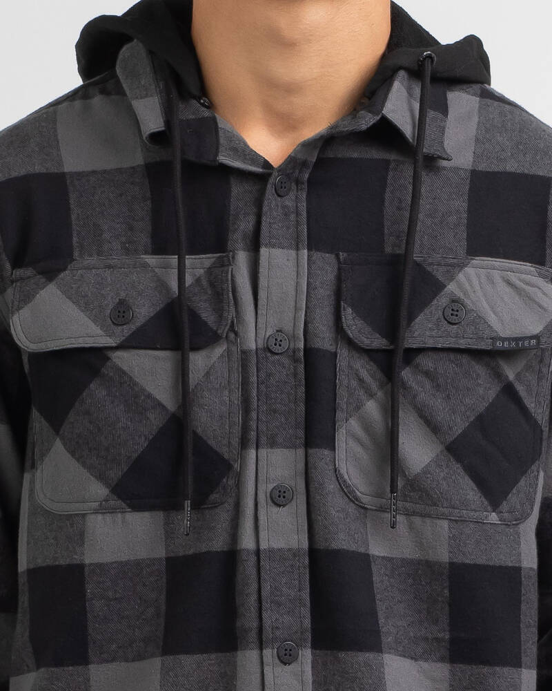 Dexter Chase Long Sleeve Hooded Flannel Shirt for Mens