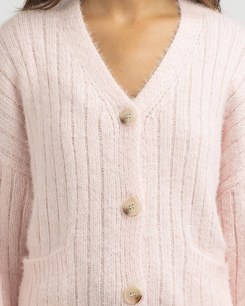 Ava And Ever The Vibes Knit Cardigan In Light Pink - Fast Shipping ...