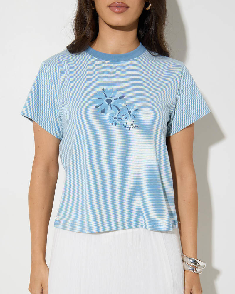 Rhythm Daisy Floral Stripe T-Shirt for Womens