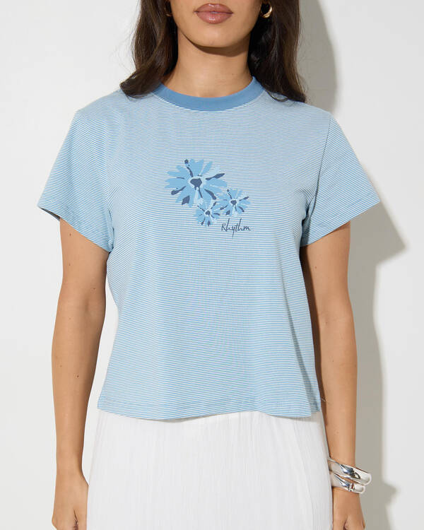 Rhythm Daisy Floral Stripe T-Shirt for Womens