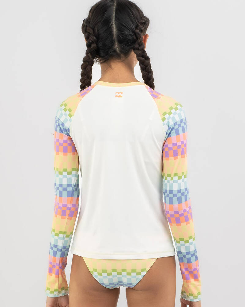 Billabong Girls' Paradise Check Long Sleeve Rash Vest Set for Womens