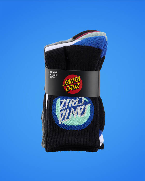 Santa Cruz Boys' Bold Shadow Dot Crew Socks 4 Pack for Mens