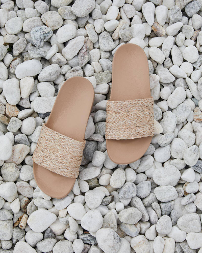 Roxy Slippy Jute Slide Sandals In Tan/brown City Beach Australia