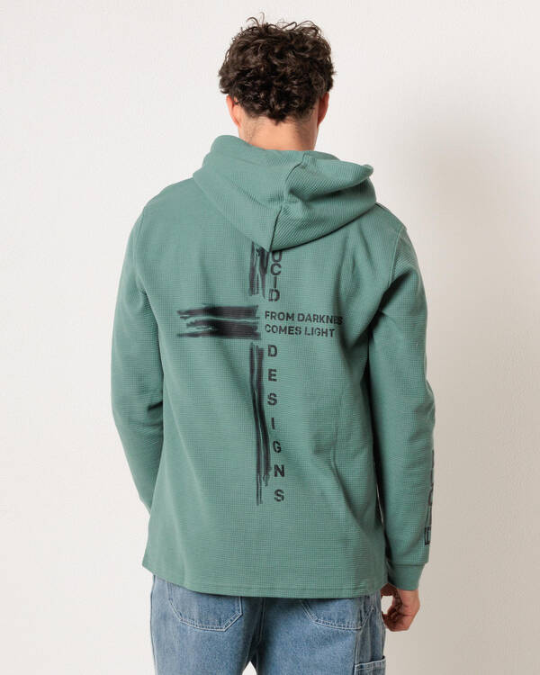 Lucid Divinity Waffle Hooded Long Sleeve T-Shirt for Mens