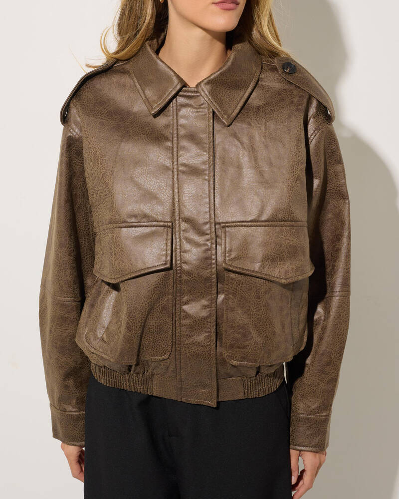 Pink Diamond Slate Faux Leather Jacket for Womens