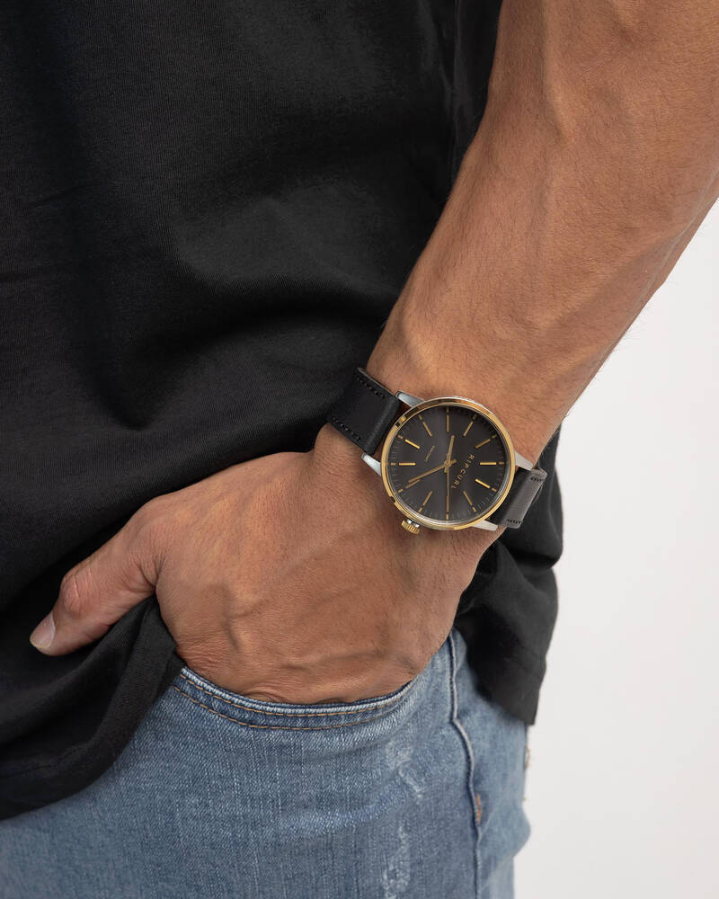 Rip Curl Drake Black / Gold Leather Watch for Mens