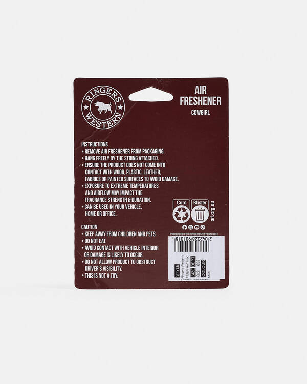 Ringers Western Cowgirl Scented Cowboy Hat Air Freshener for Unisex