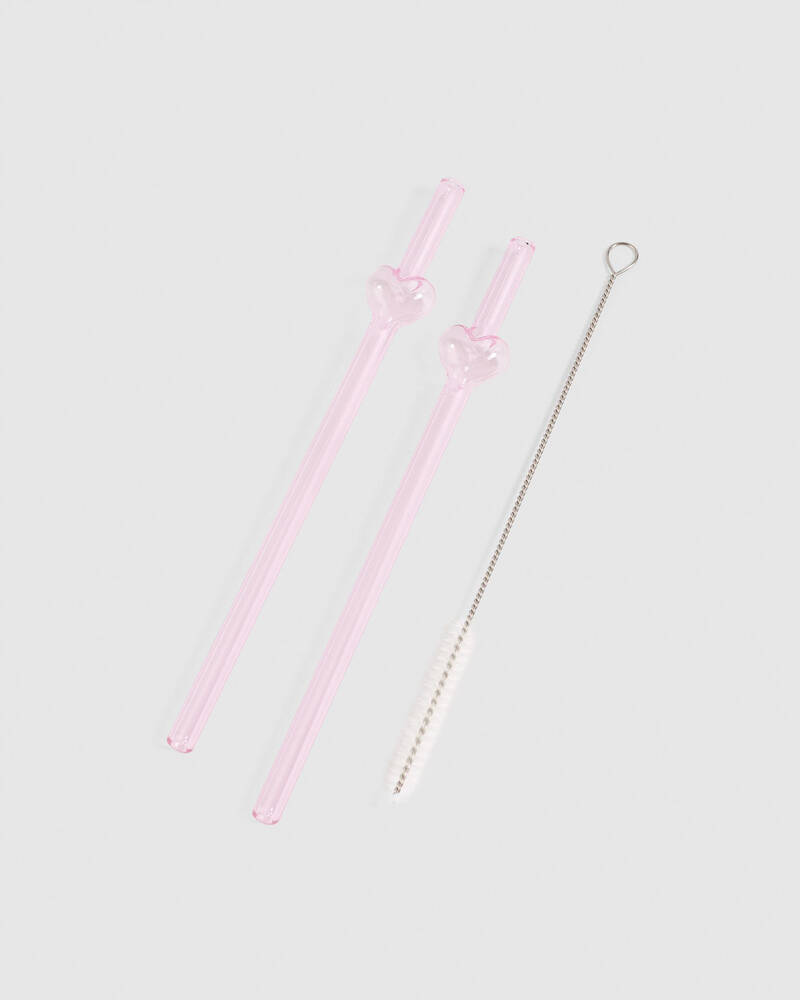 Get It Now Eco-To-Go Heart Glass Straws - 2 Pack for Unisex