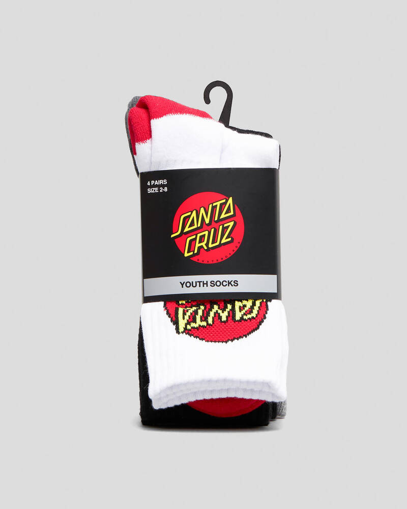 Santa Cruz Boys' Classic Dot Crew Socks 4 Pack for Mens