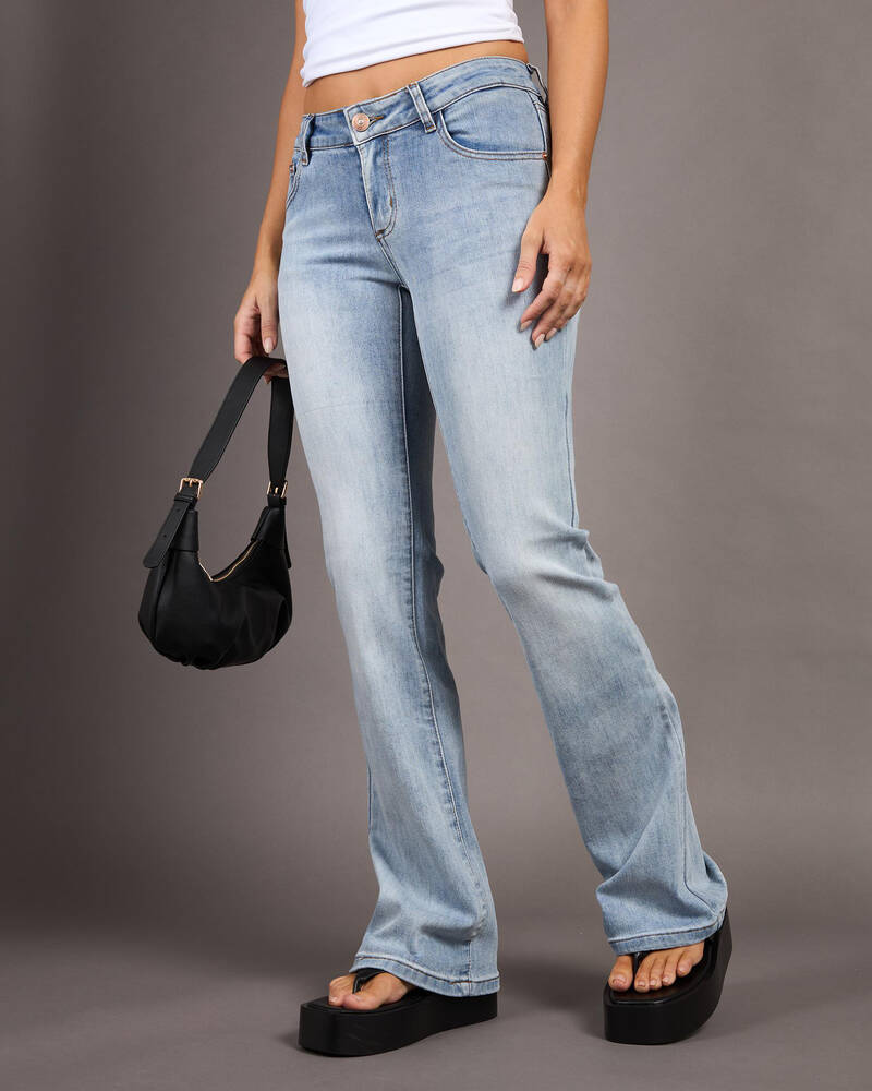 DESU Crush Low Waist Flare Jeans for Womens