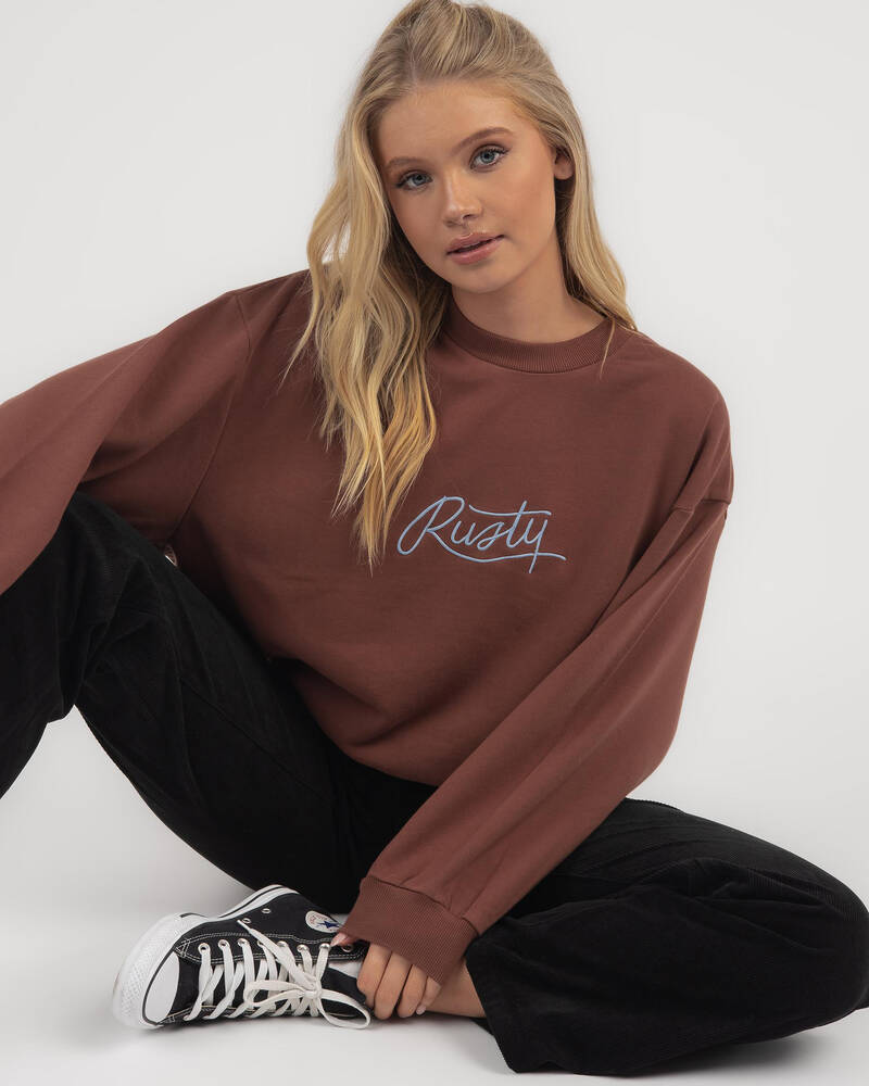 Rusty Logo Oversize Crewneck Sweatshirt for Womens
