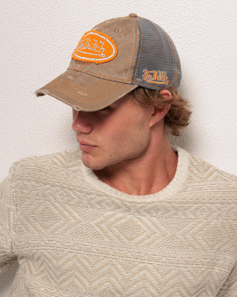 Von Dutch Contrast Distressed Trucker Cap for Mens