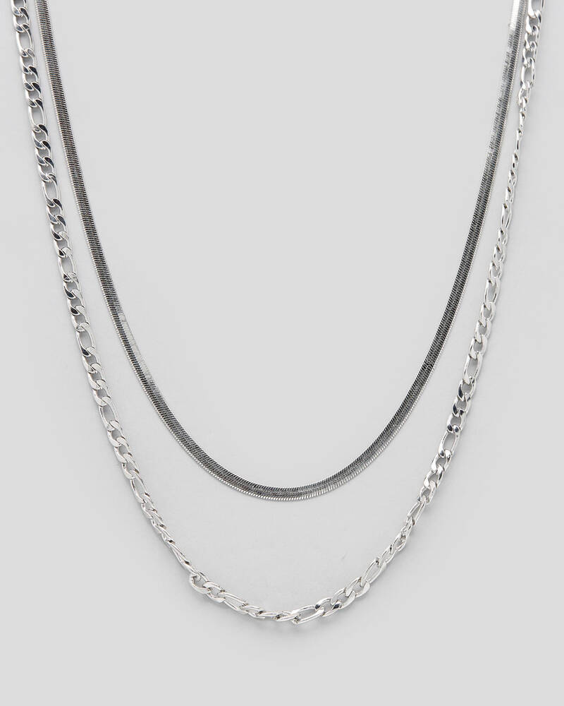 REPUBLIK Silver Combo Necklace for Mens