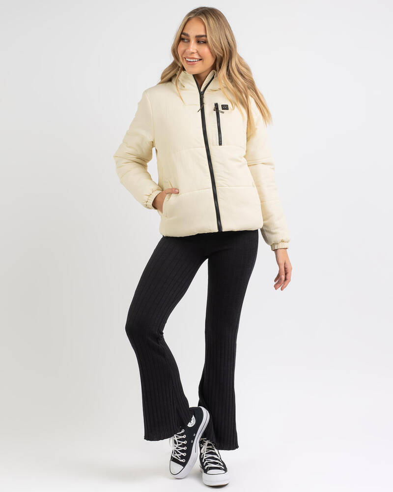 Shop Billabong Transport Hooded Puffer Jacket In Antique White