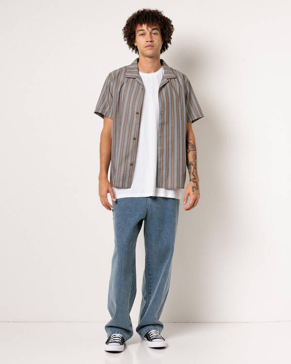 Rhythm Vacation Stripe Short Sleeve Shirt for Mens