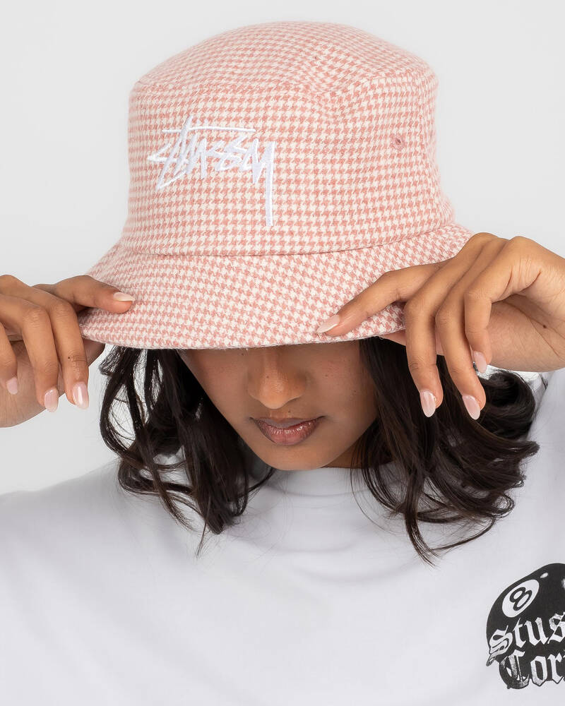 Stussy Stock Houndstooth Bucket Hat for Womens