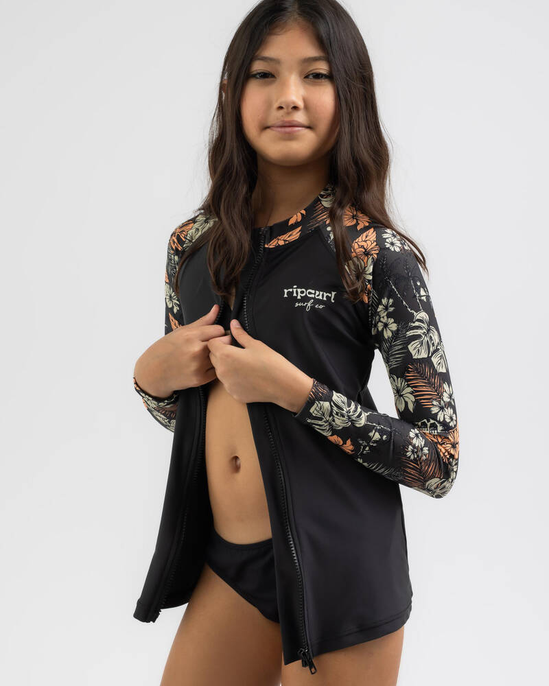 Rip Curl Girls' Cosmic Paradise Zip Long Sleeve Rash Vest for Womens