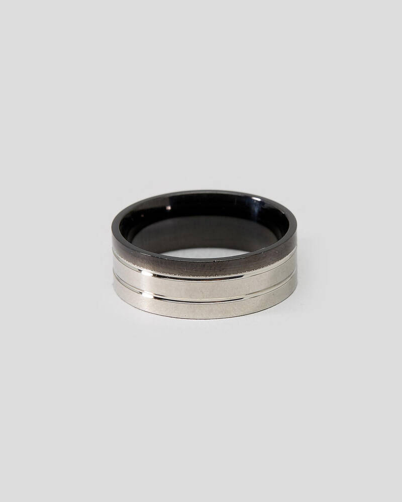 REPUBLIK Silver And Black Ring for Mens