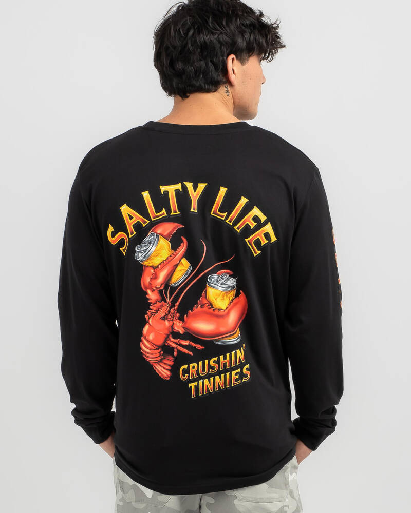 Salty Life Crushin Tinnies Long Sleeve T-Shirt for Mens