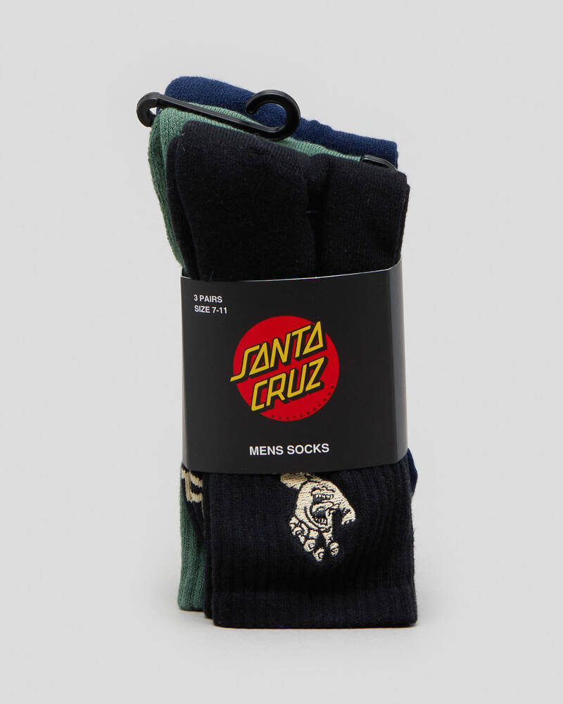 Santa Cruz Screaming Mono Hand Crew Socks 3 Pack for Mens