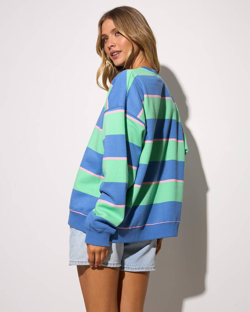 Roxy Strictly Stripes Oversized Crewneck Sweatshirt for Womens