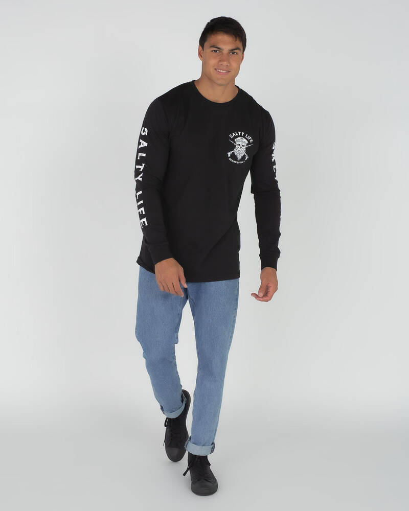 Salty Life Black Beard Long Sleeve T-shirt for Mens
