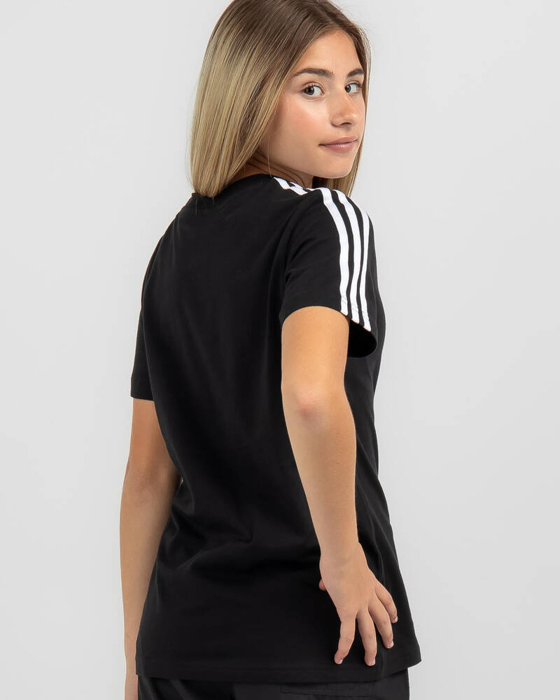 adidas Girls' Essential 3 Stripe BF T-Shirt for Womens
