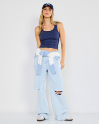 Ava And Ever Basic Fine Rib Henley Tank Top for Womens image number null