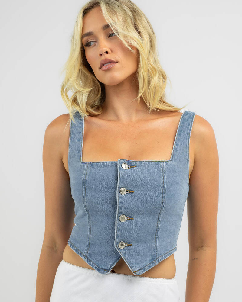 Alive Girl Aria Denim Vest Top for Womens