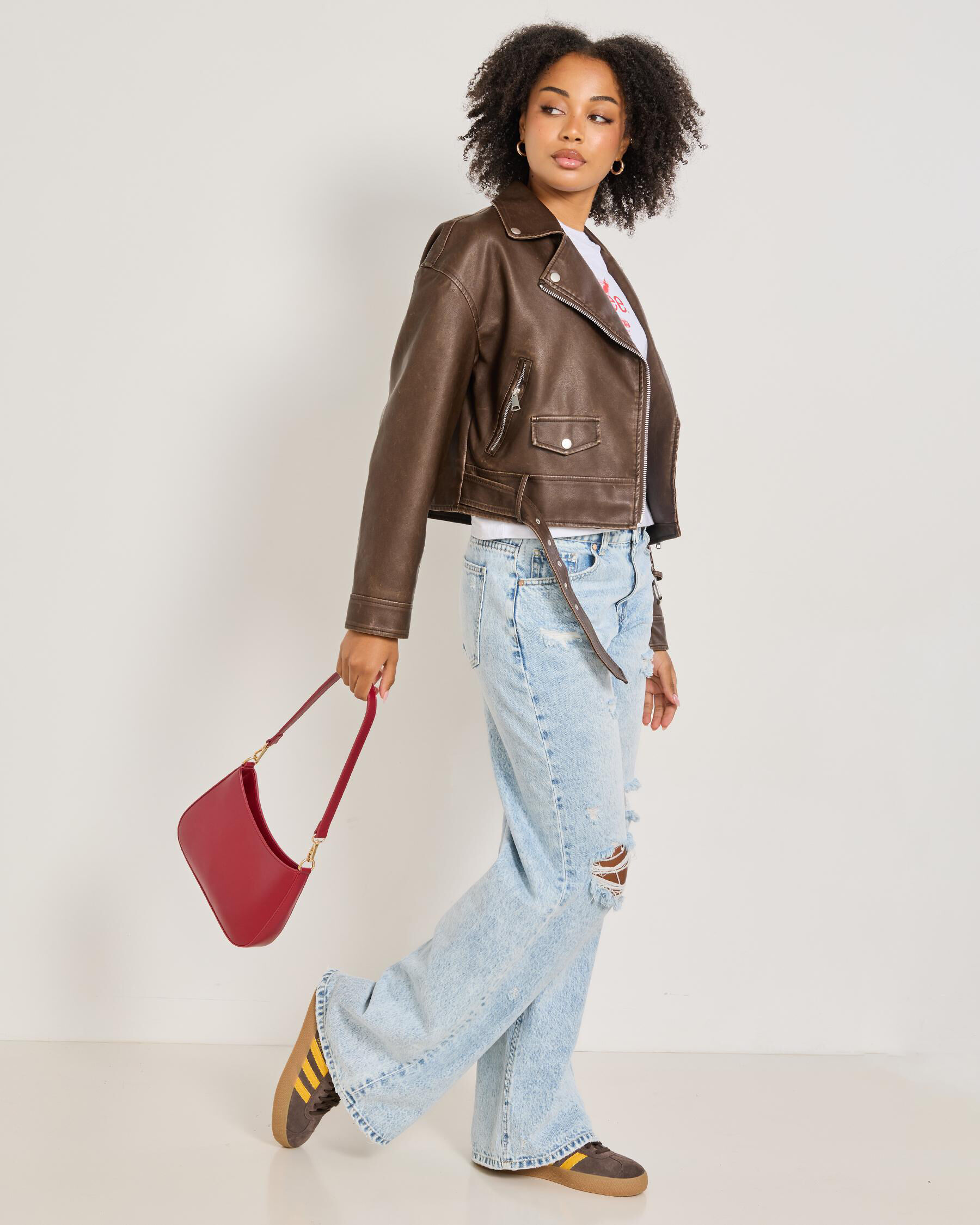 Shop Ava And Ever Cruz Faux Leather Jacket In Vintage Brown - Fast