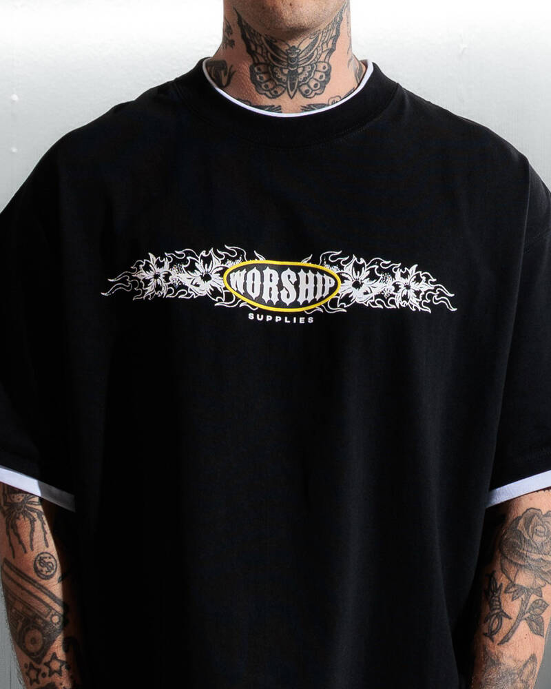Worship Supplies Tropic Reign Box Crop Layer T-Shirt for Mens