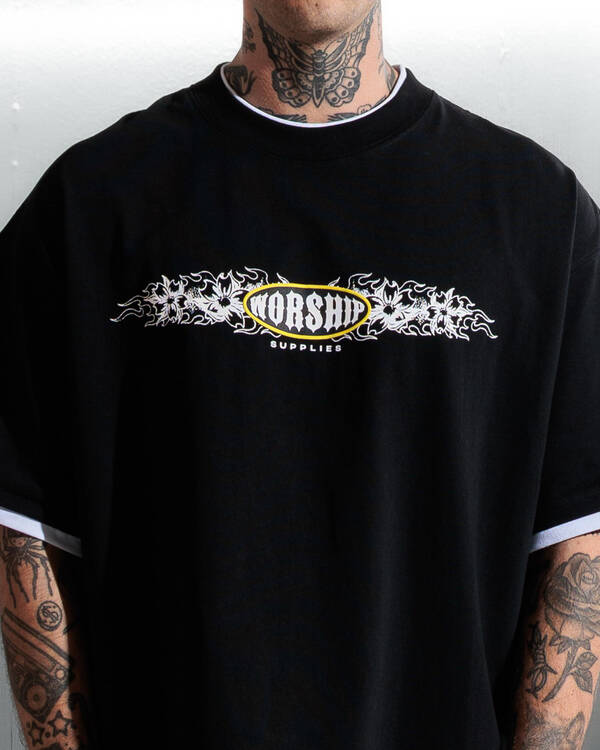 Worship Supplies Tropic Reign Box Crop Layer T-Shirt for Mens