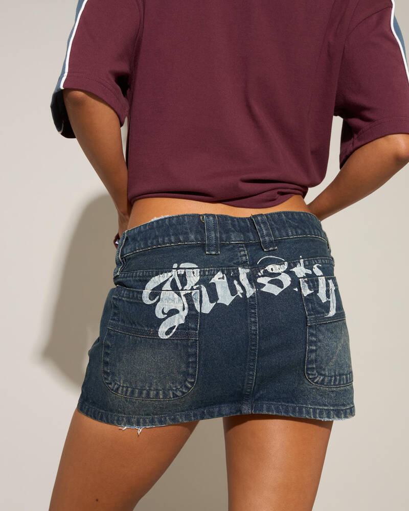Rusty Roxanna Low Rise Denim Micro Mini Skirt for Womens