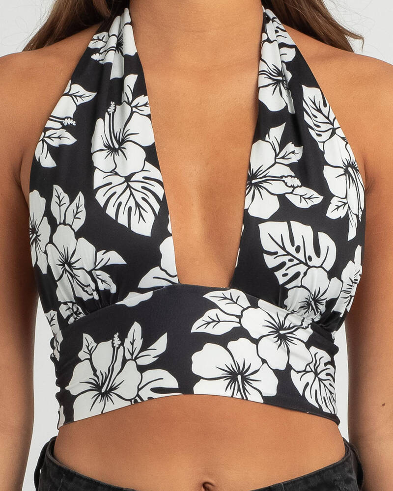 Ava And Ever Hibiscus Halter Top for Womens